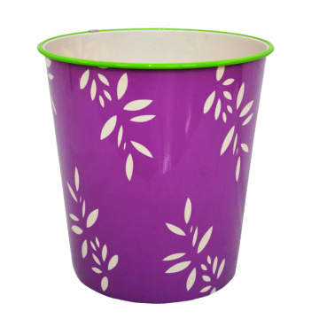 Leaf padrão impresso plástico roxo aberto Top Waste Bin (B06-822)